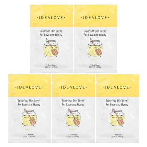 <img alt="Idealove, Superfood Skin Savior, For Love and Honey, 5 Beauty Sheet Masks, 0.68 fl oz (20 ml) Each" title="Idealove, Superfood Skin Savior, For Love and Honey, 5 Beauty Sheet Masks, 0.68 fl oz (20 ml) Each,898220023103"