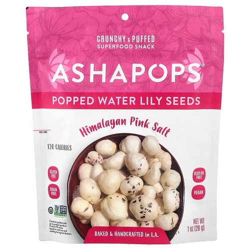 <img alt="AshaPops, Popped Water Lily Seeds, Himalayan Pink Salt, 1 oz (28 g)" title="AshaPops, Popped Water Lily Seeds, Himalayan Pink Salt, 1 oz (28 g),860000403870"