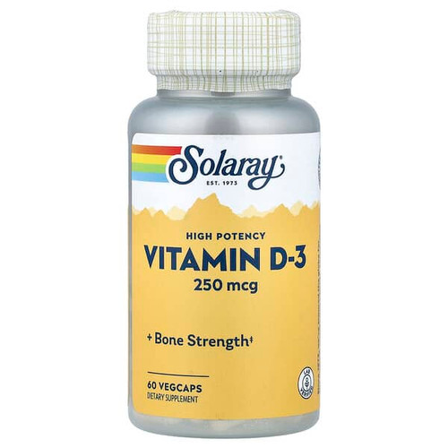 <img alt="Solaray, High Potency Vitamin D-3, 250 mcg, 60 Vegcaps" title="Solaray, High Potency Vitamin D-3, 250 mcg, 60 Vegcaps,076280752502"