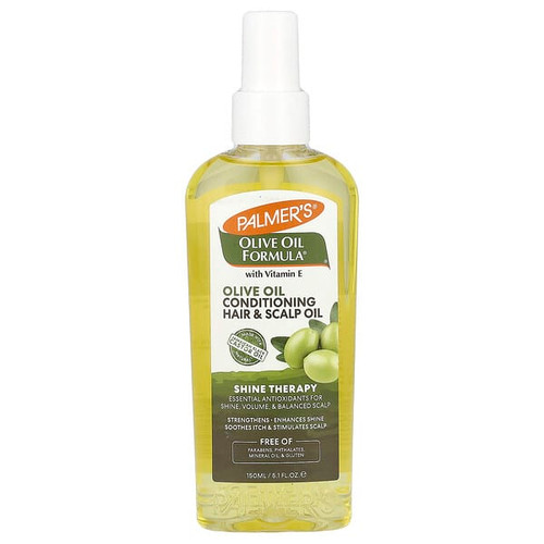 <img alt="Palmers, Olive Oil Formula with Vitamin E, Conditioning Hair & Scalp Oil, Shine Therapy, 5.1 fl oz (150 ml)" title="Palmers, Olive Oil Formula with Vitamin E, Conditioning Hair & Scalp Oil, Shine Therapy, 5.1 fl oz (150 ml),010181025105"