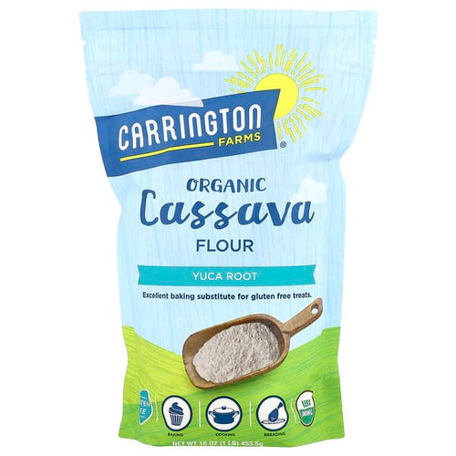 <img alt="Carrington Farms, Organic Cassava Flour, Yuca Root, 16 oz (453.5 g)" title="Carrington Farms, Organic Cassava Flour, Yuca Root, 16 oz (453.5 g),742392931073"