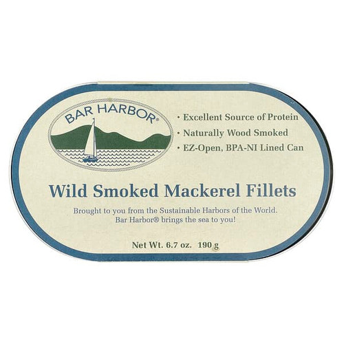 <img alt="Bar Harbor, Wild Smoked Mackerel Fillets, 6.7 oz (190 g)" title="Bar Harbor, Wild Smoked Mackerel Fillets, 6.7 oz (190 g),070718001170"