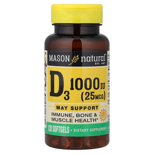 <img alt="Mason Natural, Vitamin D3, 25 mcg (1,000 IU), 120 Softgels" title="Mason Natural, Vitamin D3, 25 mcg (1,000 IU), 120 Softgels,311845147721"
