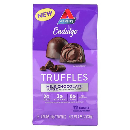 <img alt="Atkins, Endulge, Truffles, Milk Chocolate, 12 Count, 0.35 oz (10 g) Each" title="Atkins, Endulge, Truffles, Milk Chocolate, 12 Count, 0.35 oz (10 g) Each,637480005128"