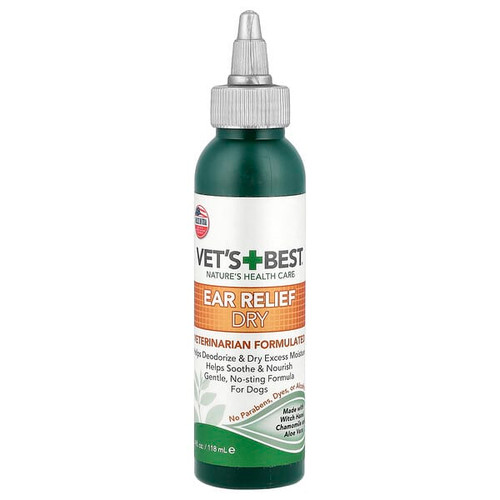 <img alt="Vets Best, Ear Relief Dry, For Dogs, 4 fl oz (118 ml)" title="Vets Best, Ear Relief Dry, For Dogs, 4 fl oz (118 ml),031658100224"