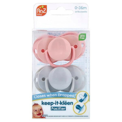 <img alt="RaZbaby, Keep-It-Kleen Pacifier, 0-36m, Pink & Gray, 2 Pacifiers" title="RaZbaby, Keep-It-Kleen Pacifier, 0-36m, Pink & Gray, 2 Pacifiers,850028177259"