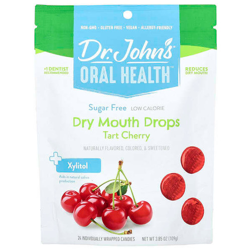 <img alt="Dr. Johns Healthy Sweets, Oral Health, Dry Mouth Drops, + Xylitol, Tart Cherry, 24 Individually Wrapped Candies, 3.85 oz (109 g)" title="Dr. Johns Healthy Sweets, Oral Health, Dry Mouth Drops, + Xylitol, Tart Cherry, 24 Individually Wrapped Candies, 3.85 oz (109 g),605245009865"