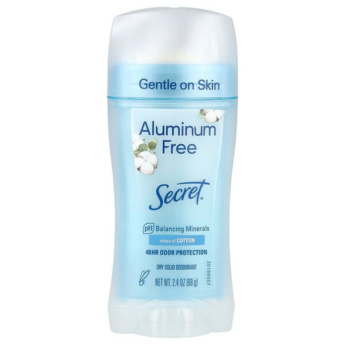 <img alt="Secret, Aluminum Free Deodorant, Cotton, 2.4 oz (68 g)" title="Secret, Aluminum Free Deodorant, Cotton, 2.4 oz (68 g),037000801009"