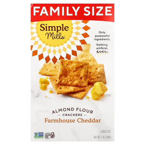 <img alt="Simple Mills, Almond Flour Crackers, Farmhouse Cheddar, 7 oz (199 g)" title="Simple Mills, Almond Flour Crackers, Farmhouse Cheddar, 7 oz (199 g),810021672694"