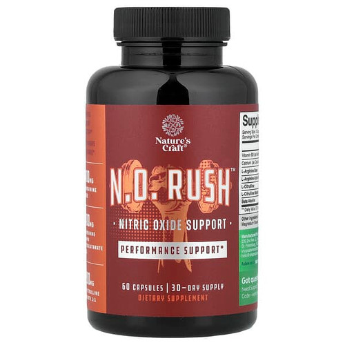<img alt="Natures Craft, N.O. Rush, Nitric Oxide Support, 60 Capsules" title="Natures Craft, N.O. Rush, Nitric Oxide Support, 60 Capsules,850019770155"
