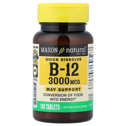 <img alt="Mason Natural, Quick Dissolve, Vitamin B-12, 3,000 mcg, 100 Tablets" title="Mason Natural, Quick Dissolve, Vitamin B-12, 3,000 mcg, 100 Tablets,311845164919"