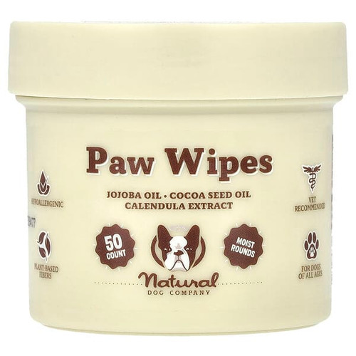 <img alt="Natural Dog Company, Paw Wipes, For Dogs, All Ages, 50 Count" title="Natural Dog Company, Paw Wipes, For Dogs, All Ages, 50 Count,741099002062"