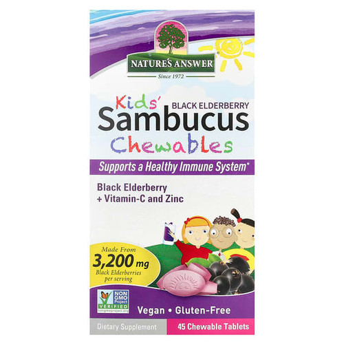 <img alt="Natures Answer, Kids Sambucus Chewables, Black Elderberry + Vitamin-C and Zinc, 45 Chewable Tablets" title="Natures Answer, Kids Sambucus Chewables, Black Elderberry + Vitamin-C and Zinc, 45 Chewable Tablets,083000262692"