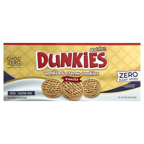 <img alt="ChocZero, Premium Cookies, Golden Dunkies, Vanilla & Creme Cookies, Vanilla, 12 Packs, 0.75 oz (21 g) Each" title="ChocZero, Premium Cookies, Golden Dunkies, Vanilla & Creme Cookies, Vanilla, 12 Packs, 0.75 oz (21 g) Each,850008751547"