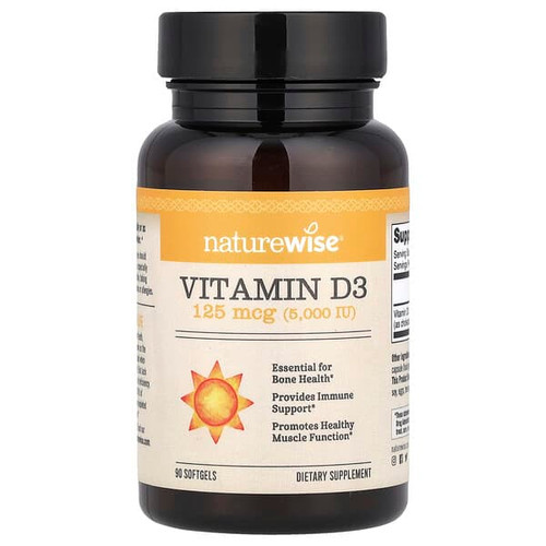 <img alt="NatureWise, Vitamin D3, 125 mcg (5,000 IU), 90 Softgels" title="NatureWise, Vitamin D3, 125 mcg (5,000 IU), 90 Softgels,858081006202"