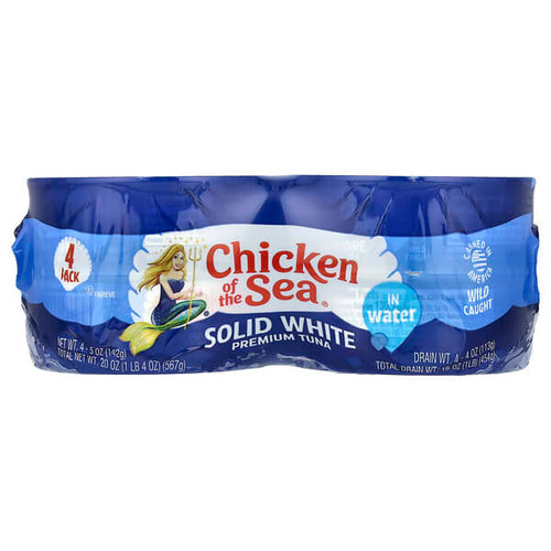 <img alt="Chicken of the Sea, Wild Caught Solid White Premium Tuna in Water, 4 Pack, 5 oz (142 g) Each" title="Chicken of the Sea, Wild Caught Solid White Premium Tuna in Water, 4 Pack, 5 oz (142 g) Each,048000700858"