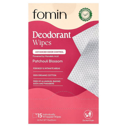 <img alt="fomin, Deodorant Wipes, Patchouli Blossom, 15 Individually Wrapped Wipes" title="fomin, Deodorant Wipes, Patchouli Blossom, 15 Individually Wrapped Wipes,860011442745"
