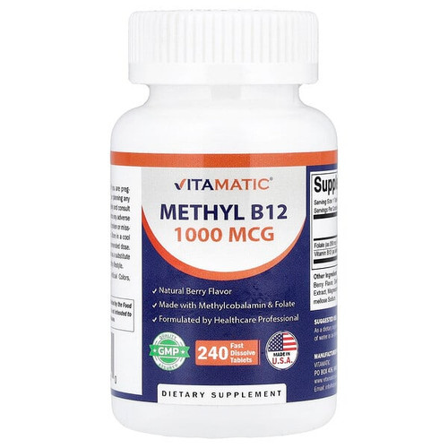 <img alt="Vitamatic, Methyl B12, Natural Berry, 240 Fast Dissolve Tablets" title="Vitamatic, Methyl B12, Natural Berry, 240 Fast Dissolve Tablets,810078476610"