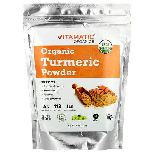 <img alt="Vitamatic, Organic Turmeric Powder, 16 oz (454 g)" title="Vitamatic, Organic Turmeric Powder, 16 oz (454 g),810078470441"