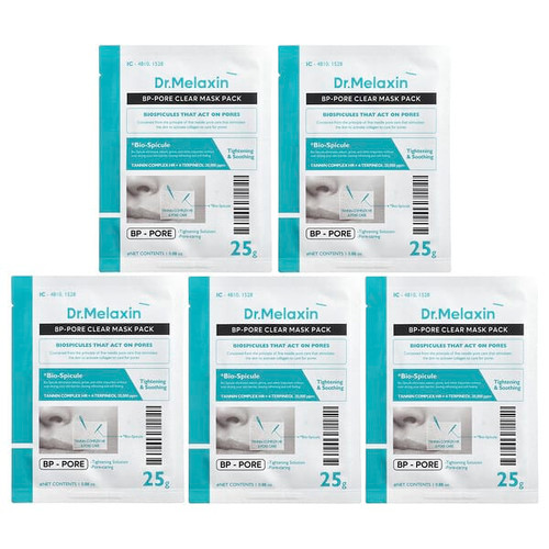 <img alt="Dr.Melaxin, Pore Clear Beauty Mask Pack, 5 Sheets, 0.88 oz (25 g) Each" title="Dr.Melaxin, Pore Clear Beauty Mask Pack, 5 Sheets, 0.88 oz (25 g) Each,8809886481697"