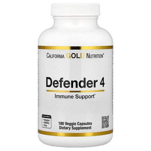 California Gold Nutrition, Defender 4, with Vitamin C, Vitamin D, Zinc & Selenium, 180 Veggie Capsules