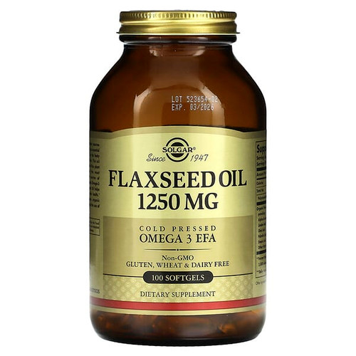 Solgar, Flaxseed Oil, 1,250 mg, 100 Softgels