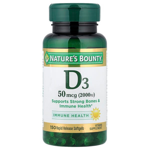 Natures Bounty, D3 , 50 mcg (2,000 IU), 150 Rapid Release Softgels