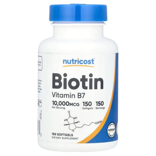 <img alt="Nutricost, Biotin, Vitamin B7, 10,000 mcg, 150 Softgels" title="Nutricost, Biotin, Vitamin B7, 10,000 mcg, 150 Softgels,810014670263"