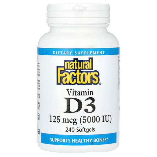 <img alt="Natural Factors, Vitamin D3, 125 mcg (5,000 IU), 240 Softgels" title="Natural Factors, Vitamin D3, 125 mcg (5,000 IU), 240 Softgels,068958010618"