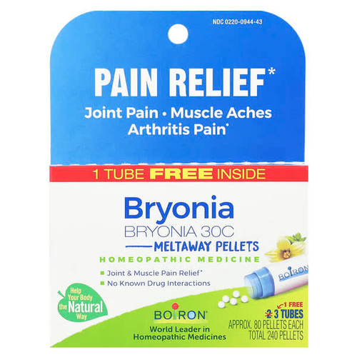 <img alt="Boiron, Bryonia, Pain Relief, Meltaway Pellets, 30C, 3 Tubes, 80 Pellets Each" title="Boiron, Bryonia, Pain Relief, Meltaway Pellets, 30C, 3 Tubes, 80 Pellets Each,306969094440"