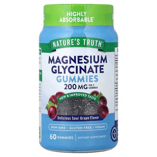 <img alt="Natures Truth, Magnesium Glycinate Gummies, Delicious Sour Grape, 60 Gummies" title="Natures Truth, Magnesium Glycinate Gummies, Delicious Sour Grape, 60 Gummies,840093122674"
