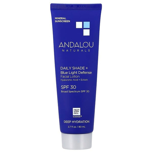 <img alt="Andalou Naturals, Deep Hydration, Daily Shade + Blue Light Defense Facial Lotion, SPF 30, 2.7 fl oz (80 ml)" title="Andalou Naturals, Deep Hydration, Daily Shade + Blue Light Defense Facial Lotion, SPF 30, 2.7 fl oz (80 ml),850018119634"