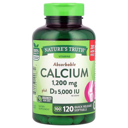 <img alt="Natures Truth, Absorbable Calcium Plus D3, 120 Quick Release Softgels" title="Natures Truth, Absorbable Calcium Plus D3, 120 Quick Release Softgels,840093100672"