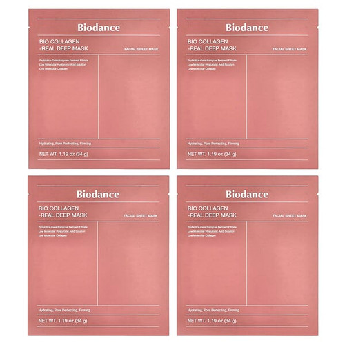 <img alt="Biodance, Bio Collagen Real Deep Beauty Mask, 4 Sheets, 1.19 oz (34 g) Each" title="Biodance, Bio Collagen Real Deep Beauty Mask, 4 Sheets, 1.19 oz (34 g) Each,8809937361060"