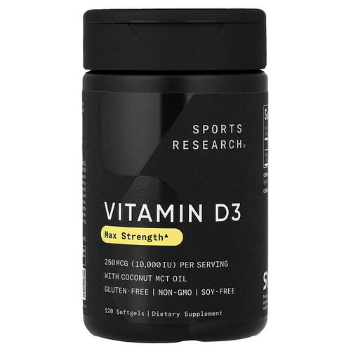<img alt="Sports Research, Vitamin D3, 250 mcg (10,000 IU), 120 Softgels" title="Sports Research, Vitamin D3, 250 mcg (10,000 IU), 120 Softgels,023249090120"