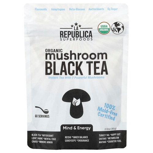 <img alt="La Republica, Organic Mushroom Black Tea, 2.12 oz (60 g)" title="La Republica, Organic Mushroom Black Tea, 2.12 oz (60 g),850036787327"