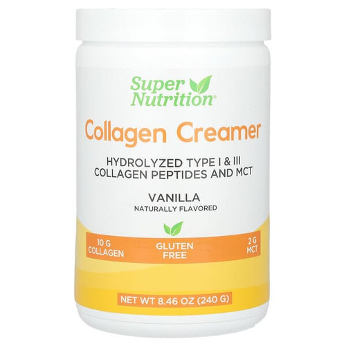<img alt="Super Nutrition, Collagen Creamer with Hydrolyzed 1 & 3, Calcium, Protein, and Iron, Vanilla, 8.46 oz (240 g)" title="Super Nutrition, Collagen Creamer with Hydrolyzed 1 & 3, Calcium, Protein, and Iron, Vanilla, 8.46 oz (240 g),898220023417"