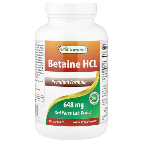 <img alt="Best Naturals, Betaine HCL, 250 Capsules" title="Best Naturals, Betaine HCL, 250 Capsules,817716012377"