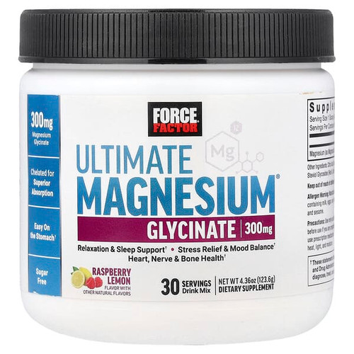 <img alt="Force Factor, Ultimate Magnesium Glycinate Drink Mix, Raspberry Lemon, 4.36 oz (123.6 g)" title="Force Factor, Ultimate Magnesium Glycinate Drink Mix, Raspberry Lemon, 4.36 oz (123.6 g),810126662163"
