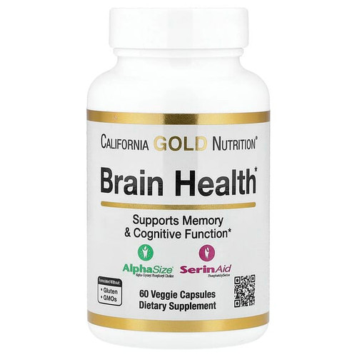 California Gold Nutrition, Brain Health with Alpha-Glycerophosphorylcholine, Calcium, Phosphorus and Phosphatidylserine, 60 Veggie Capsules