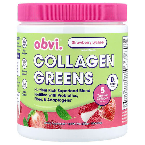 Obvi, Collagen Greens, Strawberry Lychee, 7.9 oz (225 g)