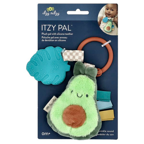 itzy ritzy, Itzy Pal, Plush Pal with Silicone Teether, 0 Months+, Avocado, 1 Teether