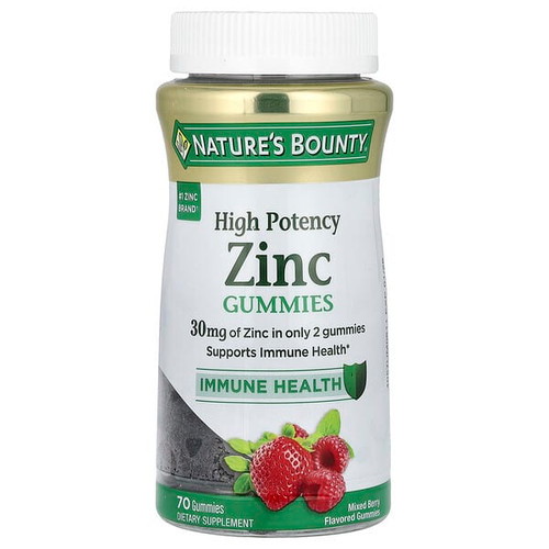 Natures Bounty, Zinc Gummies, High Potency, Mixed Berry, 70 Gummies (15 mg Per Gummy)