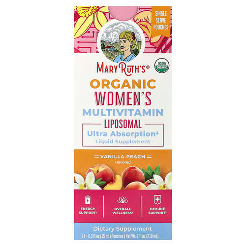 <img alt="MaryRuths, Organic Womens Multivitamin Liposomal, Vanilla Peach, 14 Pouches, 0.5 fl oz (15 ml) Each" title="MaryRuths, Organic Womens Multivitamin Liposomal, Vanilla Peach, 14 Pouches, 0.5 fl oz (15 ml) Each,850036700395"