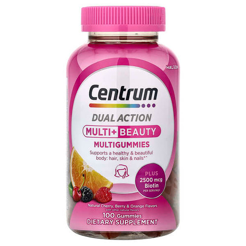 <img alt="Centrum, Dual Action, Multi + Beauty Multigummies, Natural Cherry, Berry & Orange, 100 Gummies" title="Centrum, Dual Action, Multi + Beauty Multigummies, Natural Cherry, Berry & Orange, 100 Gummies,305731286335"
