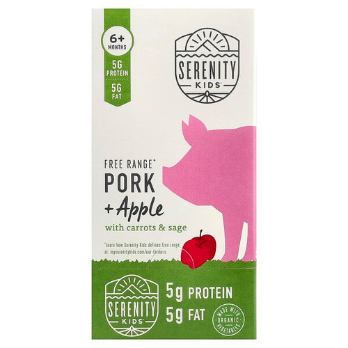 <img alt="Serenity Kids, Free Range Pork & Apple with Carrots & Sage, 6+ Months, 6 Pouches, 3.5 oz (99 g) Each" title="Serenity Kids, Free Range Pork & Apple with Carrots & Sage, 6+ Months, 6 Pouches, 3.5 oz (99 g) Each,850000411968"