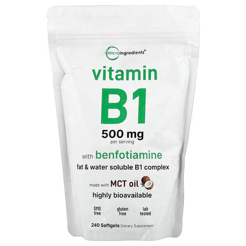 <img alt="Micro Ingredients, Vitamin B1 With Benfotiamine, 240 Softgels" title="Micro Ingredients, Vitamin B1 With Benfotiamine, 240 Softgels,850074438229"