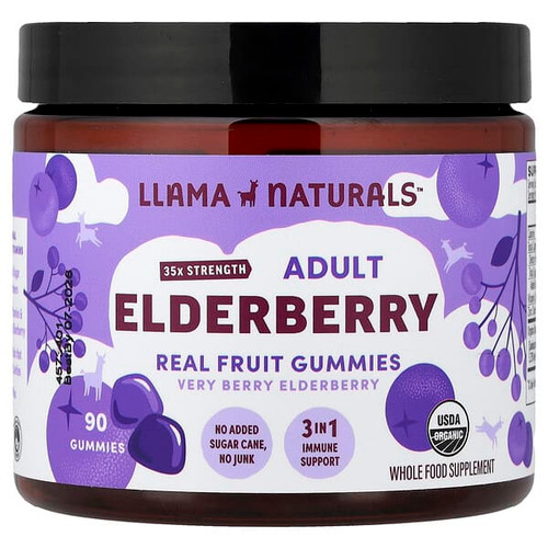 <img alt="Llama Naturals, Adult Elderberry, Real Fruit Gummies, Very Berry Elderberry, 90 Gummies" title="Llama Naturals, Adult Elderberry, Real Fruit Gummies, Very Berry Elderberry, 90 Gummies,860001569087"