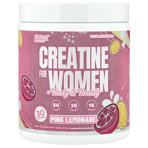 <img alt="Nutrex Research, Creatine for Women + Booty & Beauty, Pink Lemonade, 11.43 oz (323.98 g)" title="Nutrex Research, Creatine for Women + Booty & Beauty, Pink Lemonade, 11.43 oz (323.98 g),850073732069"