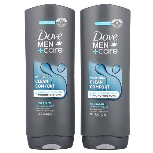 <img alt="Dove, Men+Care, Clean Comfort, Body and Face Wash, 2 Pack, 18 fl oz (532 ml) Each" title="Dove, Men+Care, Clean Comfort, Body and Face Wash, 2 Pack, 18 fl oz (532 ml) Each,011111455429"